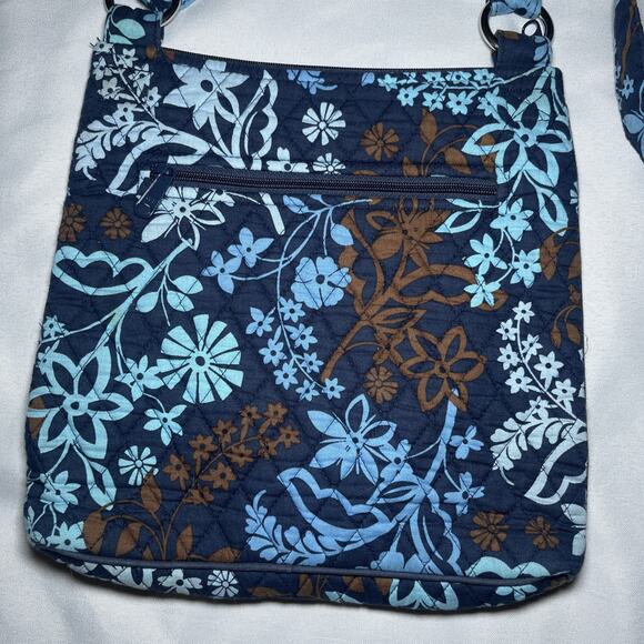 Vera Bradley Java Floral Blue Brown Medium Tote Bag Purse 11"x11"Handle RETIRED - Picture 3 of 5